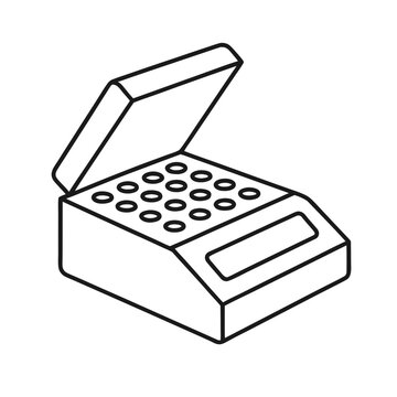 Thermal cycler PCR machine line icon for laboratory DNA testing