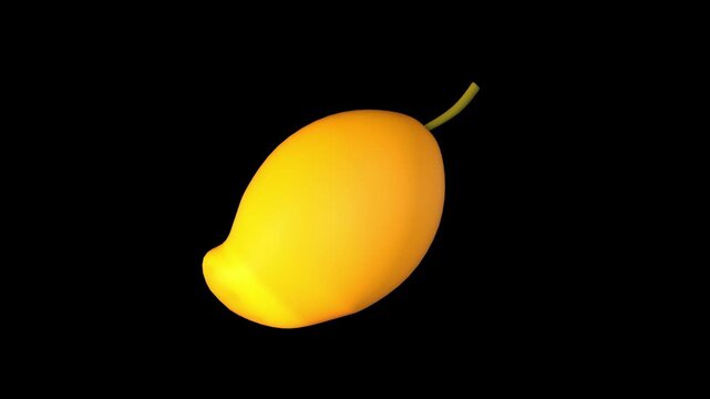 3D Ripe Mango Fruit Rotating on Black Background