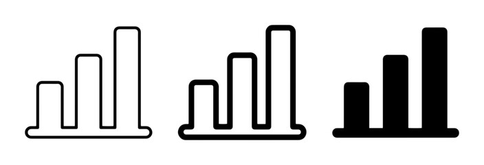 Obraz premium 3 Bar Chart Icons, Outline and Solid Styles, for Business Analytics