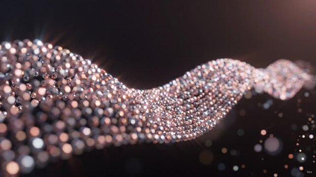 Abstract rose gold particle wave flowing in smooth motion luxurious undulating