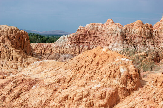 Arid Gobi Danxia Landform With Rock Layer Texture