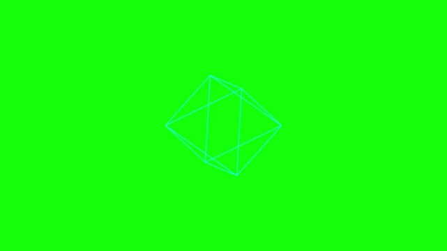 Rotating transparent 3D wireframe geometric polygon shape minimalist