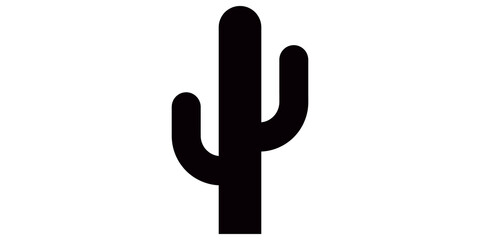 Saguaro cactus silhouette icon for desert landscape or nature theme. © 扁平化图标 