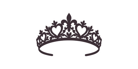 Elegant tiara crown silhouette icon for royalty or wedding projects. © 扁平化图标 
