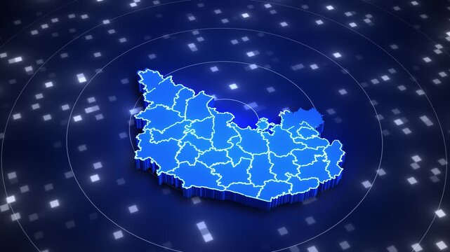 Karnataka District Map Digital Futuristic AI Theme Infographic Neon Glow Effect Technology Geography Animation