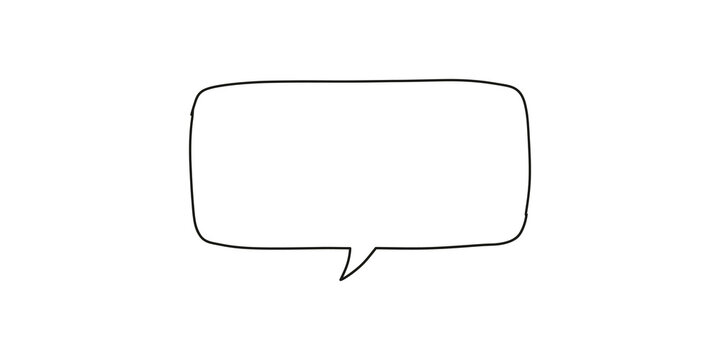 Blank speech bubble icon thin black outline for text message box design.