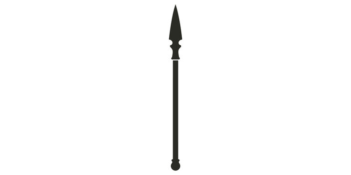 Medieval spear weapon black silhouette for gaming and fantasy design art.