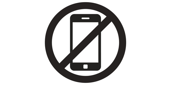 Prohibited mobile phone sign in black circle for technology usage policy.