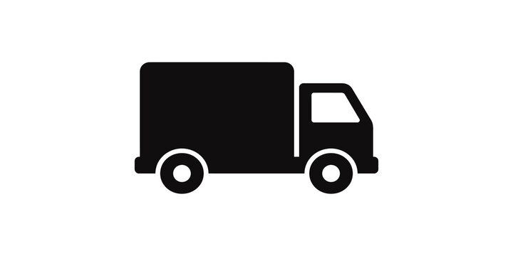 Cargo delivery truck silhouette icon for logistics or transport app.