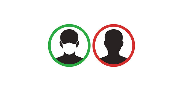 Face mask health safety comparison icon for hygiene and medical awareness.