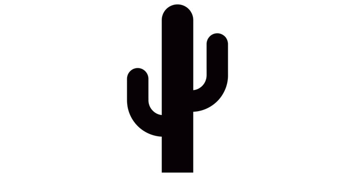 Saguaro cactus silhouette icon for desert landscape or nature theme.