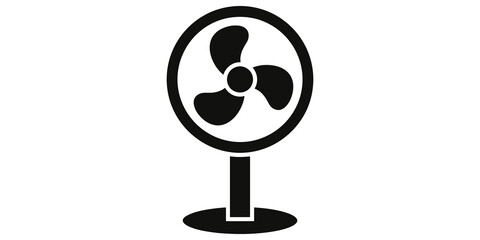 Black electric desk fan icon representing cooling and airflow systems. © 扁平化图标 