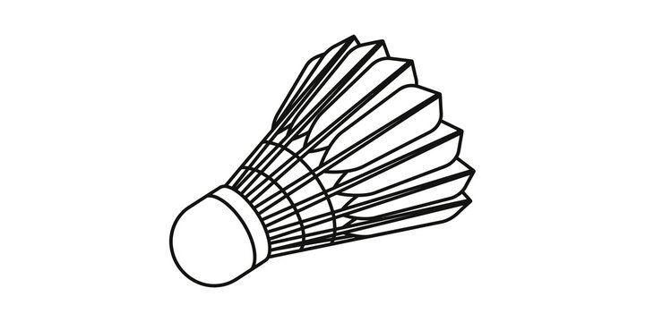 Badminton shuttlecock icon black line art for sports equipment game play.