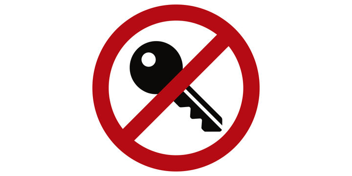 Key access denied symbol prohibition sign for no entry security.