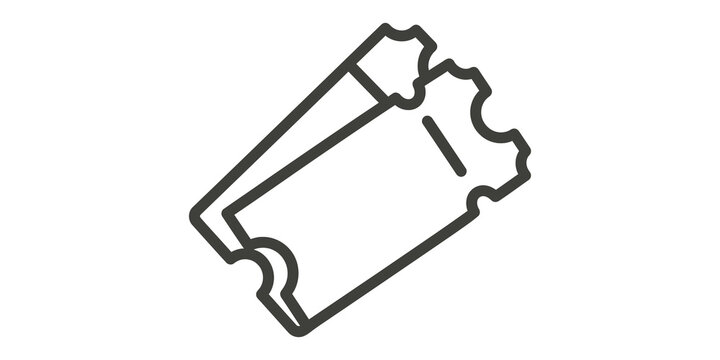 Outline ticket icon on isolated transparent background vector illustration.