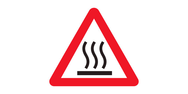 Hot surface warning sign with wavy lines icon.