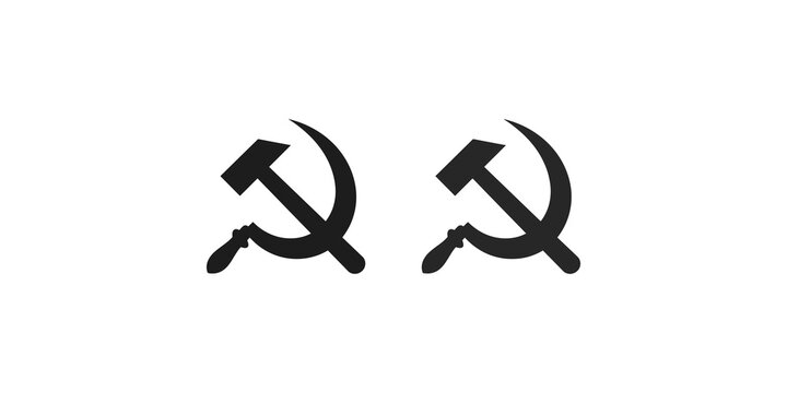 Two communist hammer and sickle symbols in black for historical design use.