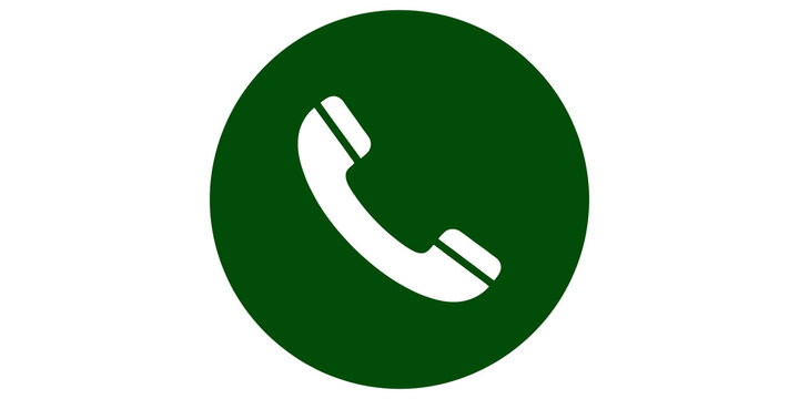 Green telephone icon in circle for modern communication and contact service.