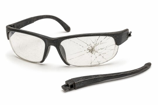 Broken Safety Glasses Isolated on White