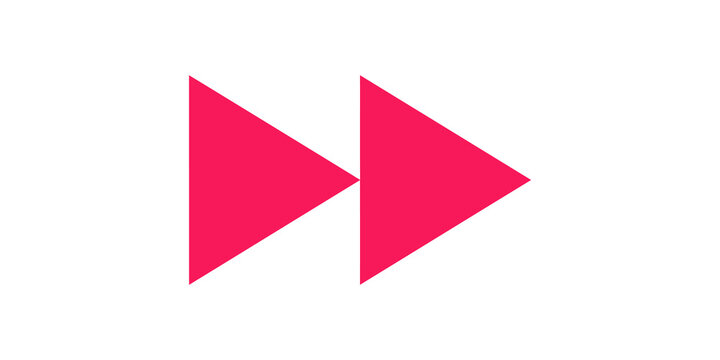 Magenta fast forward arrow button icon for media player interface.
