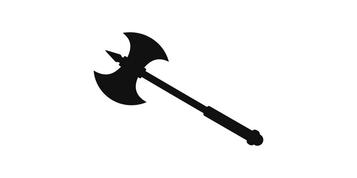 Black double headed battle axe silhouette for fantasy weaponry design.