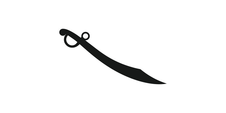 Black pirate saber sword illustration for historical weapon logo design.
