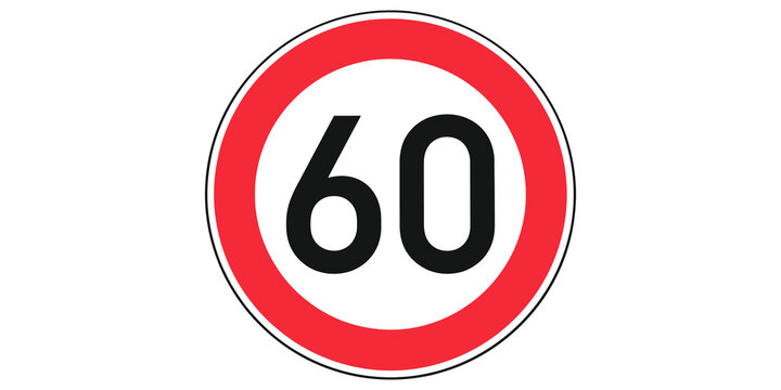 Speed limit 60 road sign icon for traffic control and safety design.