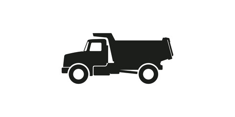Dump truck icon in black silhouette for construction site logistics usage. © 扁平化图标 