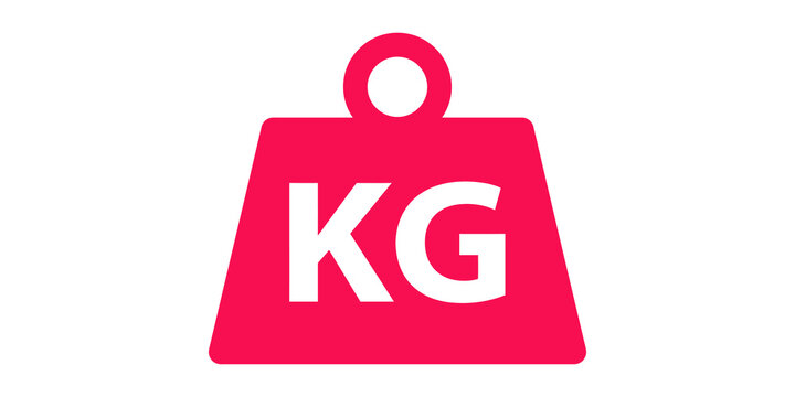 Magenta weight icon with kg text for fitness and measurement design.