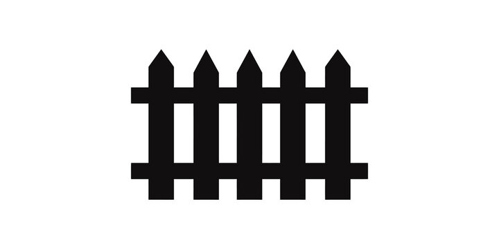 Wooden picket fence silhouette icon for garden and home yard design.