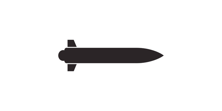 Rocket missile silhouette icon for military defense technology apps.