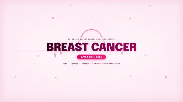 Animated motion graphic for Breast Cancer Awareness Month on pink background