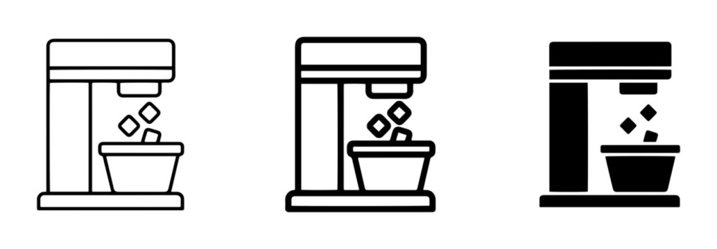 Ice maker icon set, kitchen appliance, UI and web interface design
