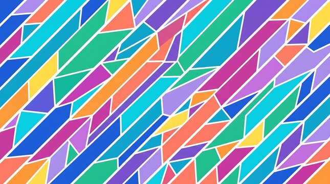 Abstract geometric diagonal bar pattern background featuring colorful parallel shapes divided by white lines abstract geometric diagonal background colorful parallel