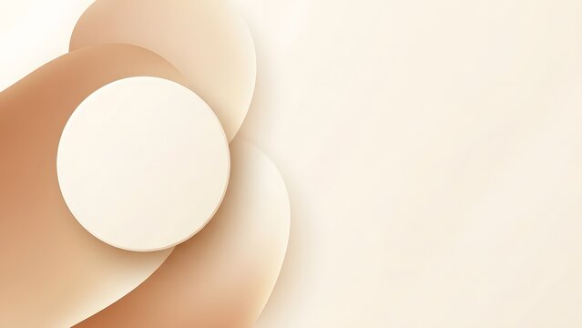 Abstract background with neutral layered shapes and circles in soft earth tones, with copy space