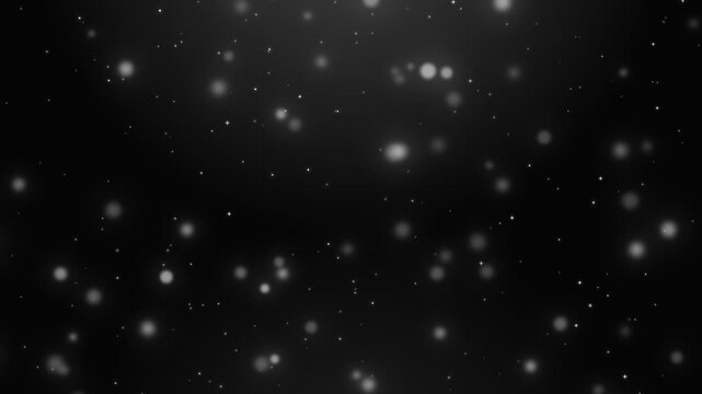 Pure white snow glowing dust particles floating seamless loop animation dark background broadcast motion video overlay