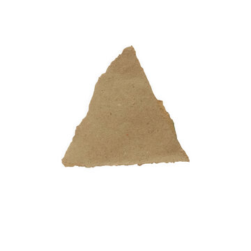 A single piece of brown cardboard paper shaped like a small triangle isolated on transparent background