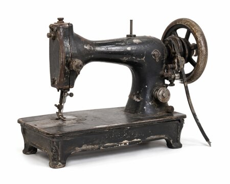 Damaged Sewing Machine Isolated on White