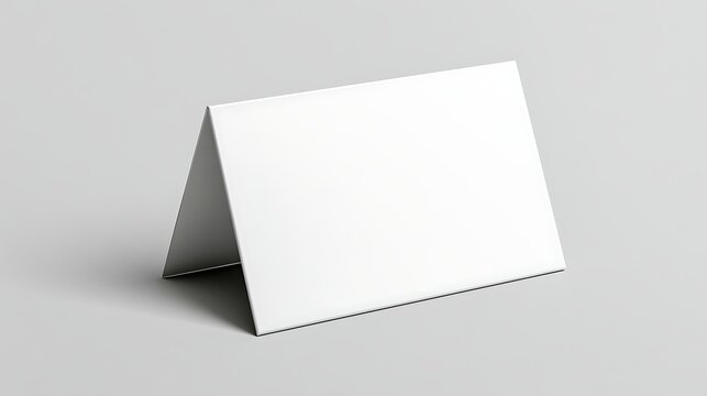 Blank white tent card mockup on grey background