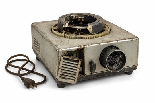 Damaged Slide Projector Isolated on White