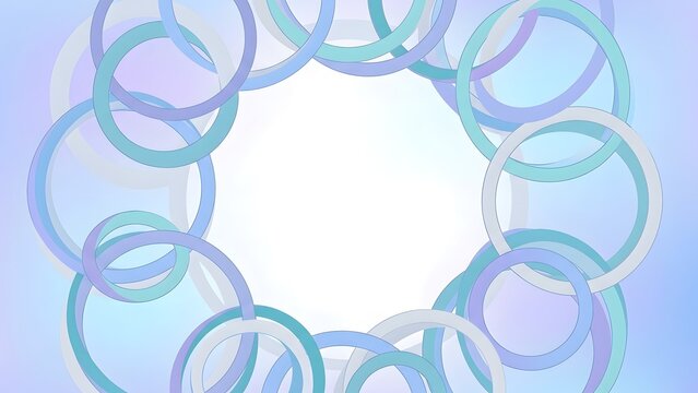 Abstract background of interconnected geometric circles in pastel blue and purple hues