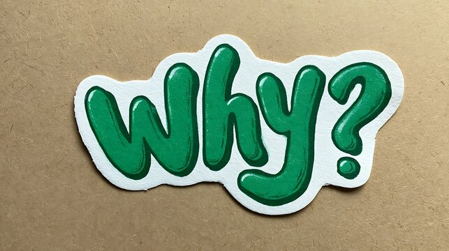Hand drawn green why question mark sign on textured paper