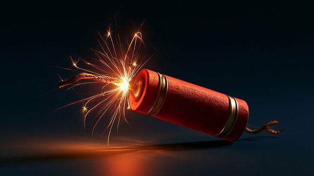 Red dynamite stick with a lit fuse