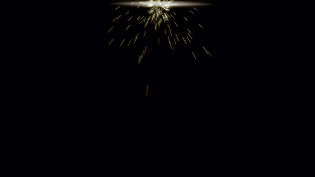 Glowing golden welding sparks falling and scattering downward with alpha channel, isolated on transparent background for fire, metalwork and visual effects