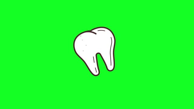 Animated Cracked Tooth Icon Moving on Green Screen Background for Dental Treatment Concepts