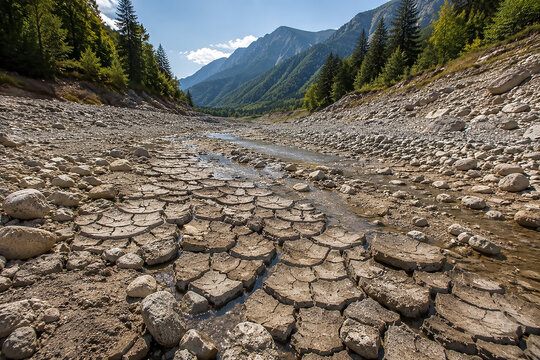 Drying mountain river