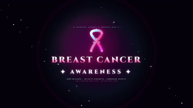 Glowing Pink Ribbon Animated Text for Breast Cancer Awareness Campaign