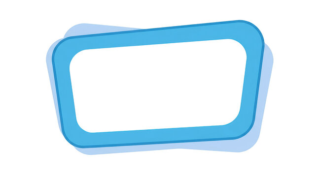Blue rectangular speech bubble frame with a soft shadow effect isolated on transparent background