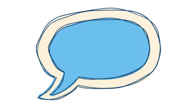 Handdrawn style blue speech bubble icon with beige border isolated on transparent background