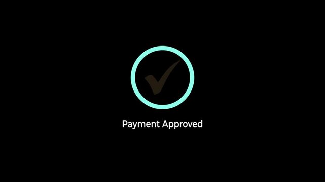 Payment accepted text with minimalist loading and checkmark concept on the transparent background. Motion graphics of secure payment accepted idea. 4k video. 